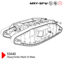 SSMODEL SS640 Military Model Kit Great Britain HeavyTanks Mark IV Male 3D Printed Resin Model Kit by SSMODEL
