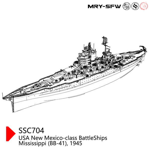 SSMODEL 704 Military Model Kit USS New Mexico Class Mississippi (BB-41) 1945 Battleship