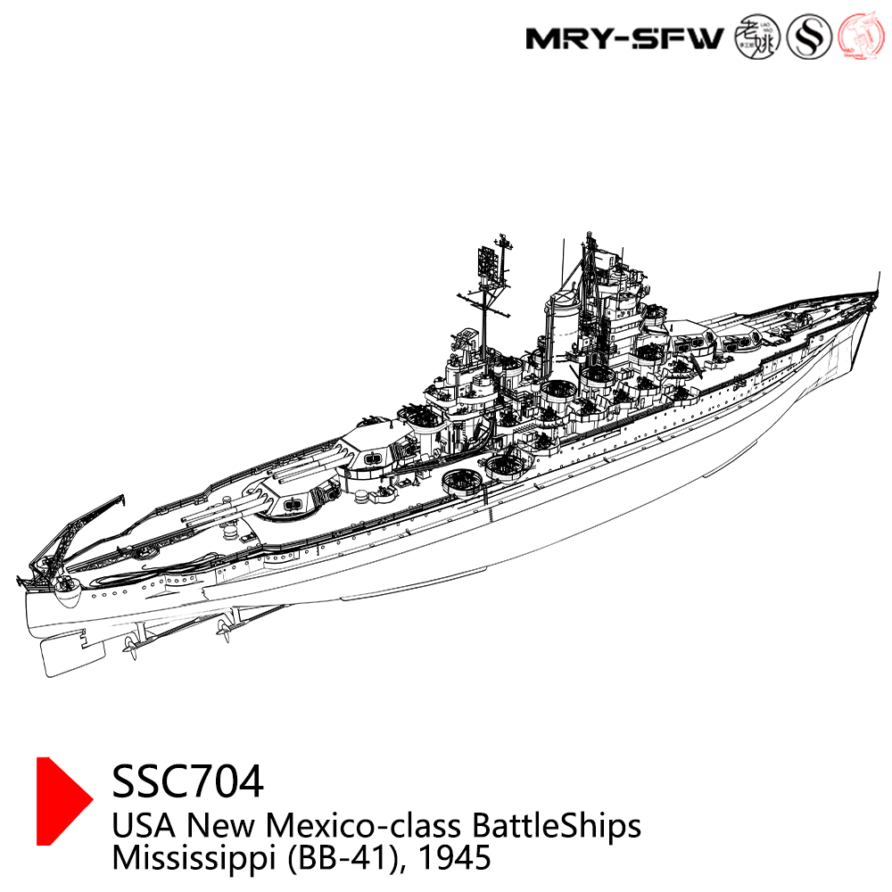 SSMODEL 704S Military Model Kit USS New Mexico Class Mississippi (BB-41) 1945 Battleship Full Hull Secondary image