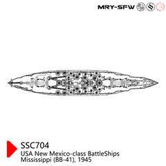 SSMODEL 704S Military Model Kit USS New Mexico Class Mississippi (BB-41) 1945 Battleship Full Hull