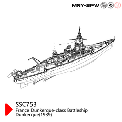 SSMODEL 753S Military Model Kit France Dunkerque-Class Battleship Dunkerque(1939) Full Hull