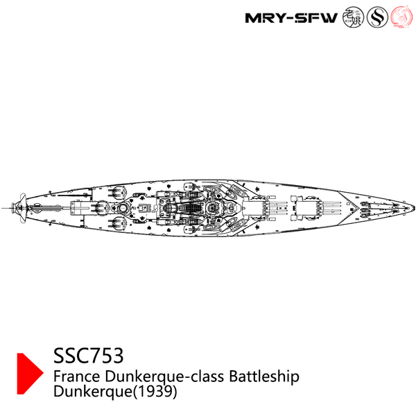 SSMODEL 753S Military Model Kit France Dunkerque-Class Battleship Dunkerque(1939) Full Hull