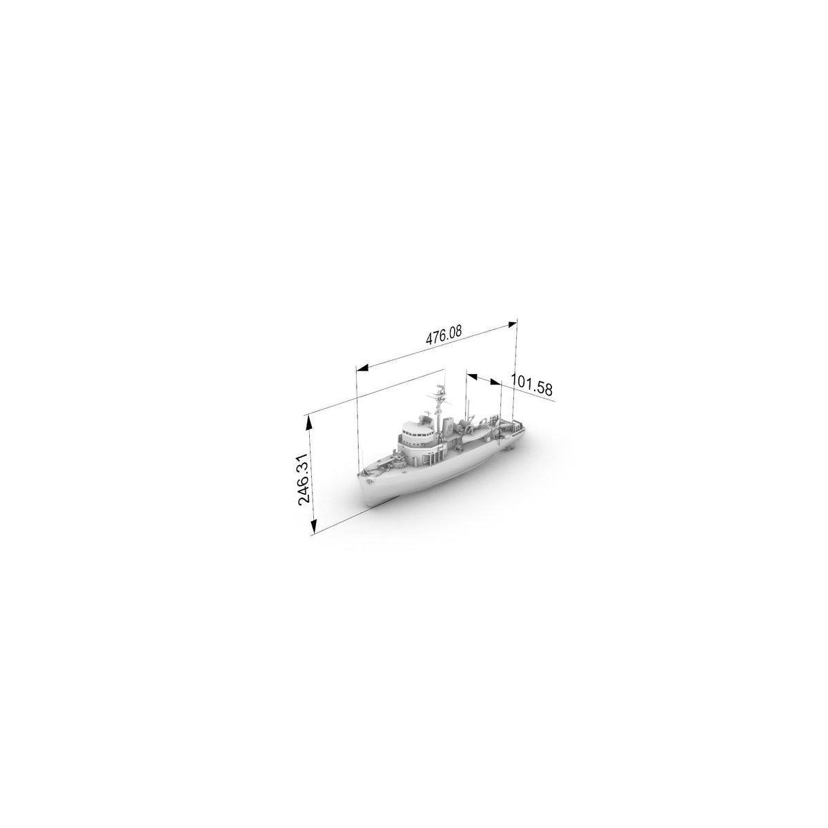 SSC160 Military Model  USS Aggressive CLass Minesweeper Water Line — detail view 8