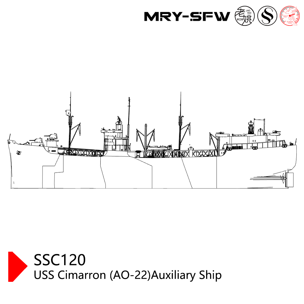 SSMODEL SSC120  Military Model USS Cimarron (AO-22)auxiliary ship Water line — detail view 2