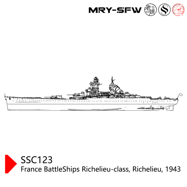 SSMODEL SSC123  Military Model France BattleShips Richelieu-class, Richelieu, 1943 Water line