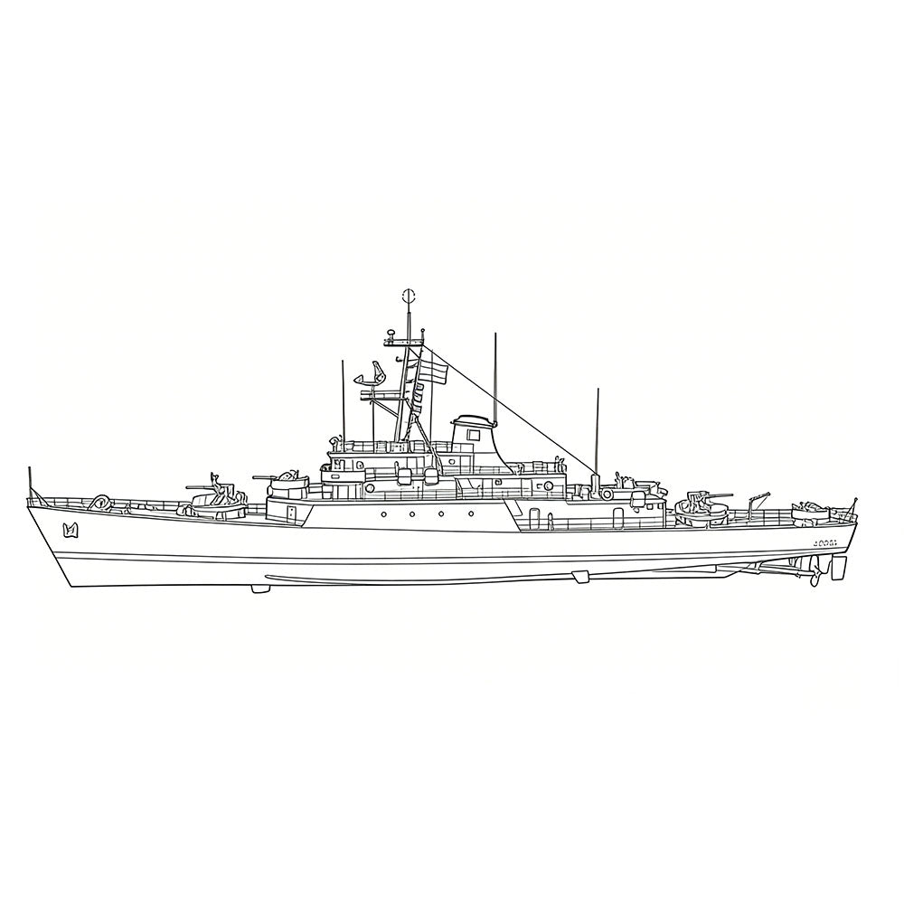 SSC148 Military Model IR Bayandor Class Frigate Water Line