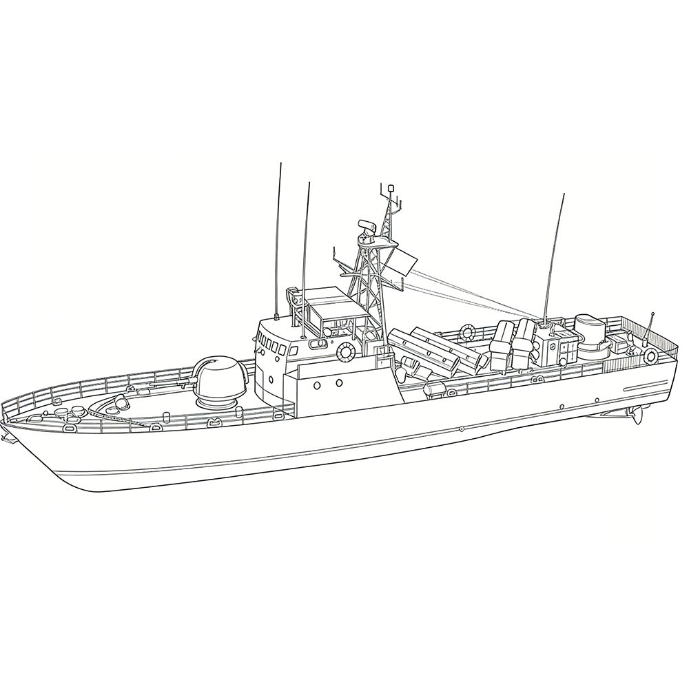SSC150 Military Model LY Beir Grassa Missile Boat Water Line