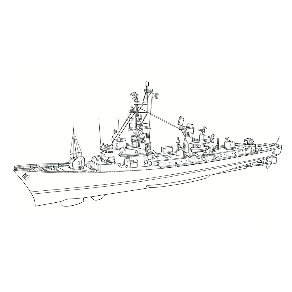 SSC153 Military Model USS DDG-2 Charles F. Adams Destroyer Water Line