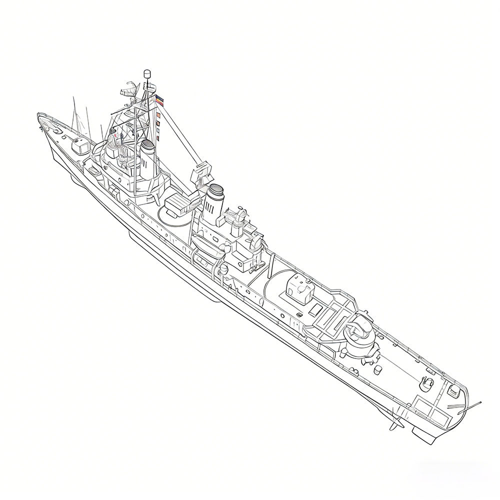 SSC153S Military Model  USS DDG-2 Charles F. Adams Destroyer Full Hull
