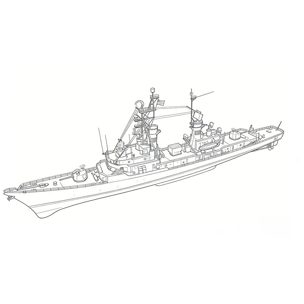 SSC154 Military Model FRG L¨¹tjens Class Destroyer Water Line