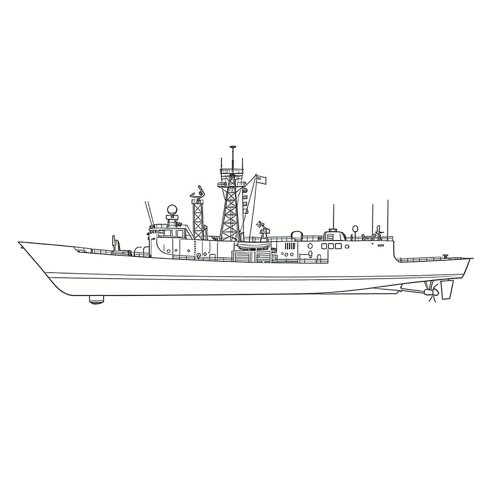SSC155 Military Model USS FFG-7 Oliver Hazard Perry Class Frigate Water Line