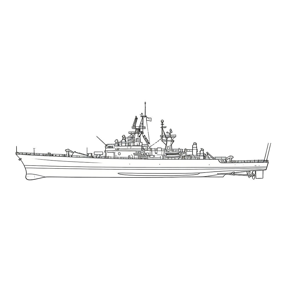 SSC165 Military Model USS Leahy Class Cruiser Water Line