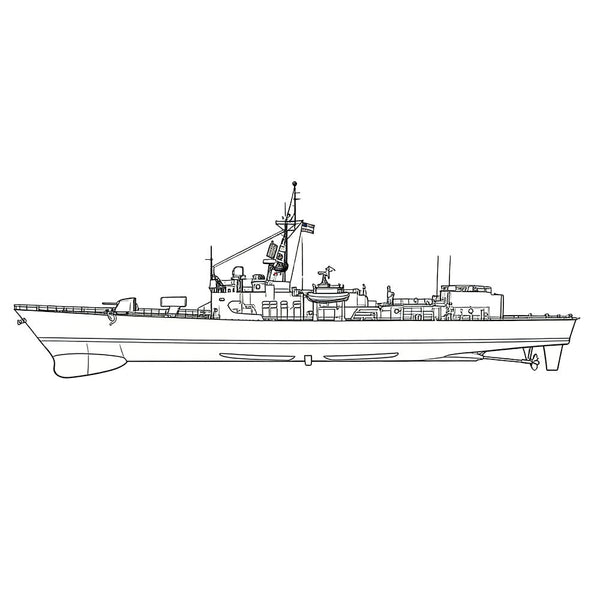 SSC168 Military Model USS Brooke Class FFG1 Guided Missile Frigate Water Line