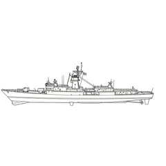 Detail view of SSC170S Military Model SNS Baleares Class Frigate Full Hull Model