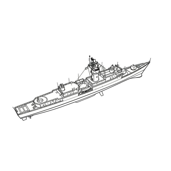 Detail view of SSC170 Military Model SNS Baleares Class Frigate Water Line Model