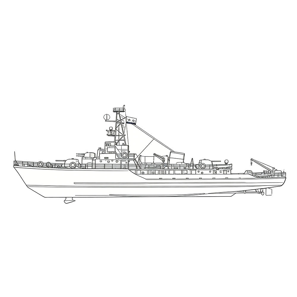Detail view of SSC172 Military Model CNS Type 6610 Minesweeper Water Line Model