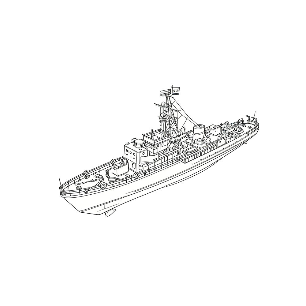 Detail view of SSC173  Military Model USSR Soviet Union T43 Class Minesweeper Water Line Model