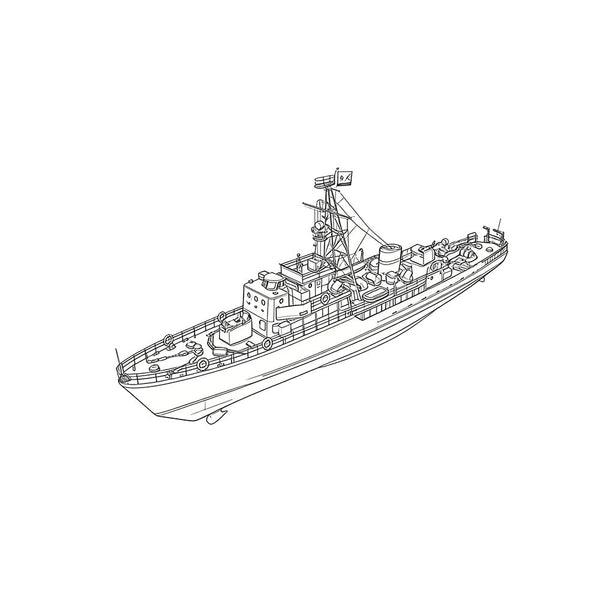 Detail view of SSC173S Military Model USSR Soviet Union T43 Class Minesweeper Full Hull Model