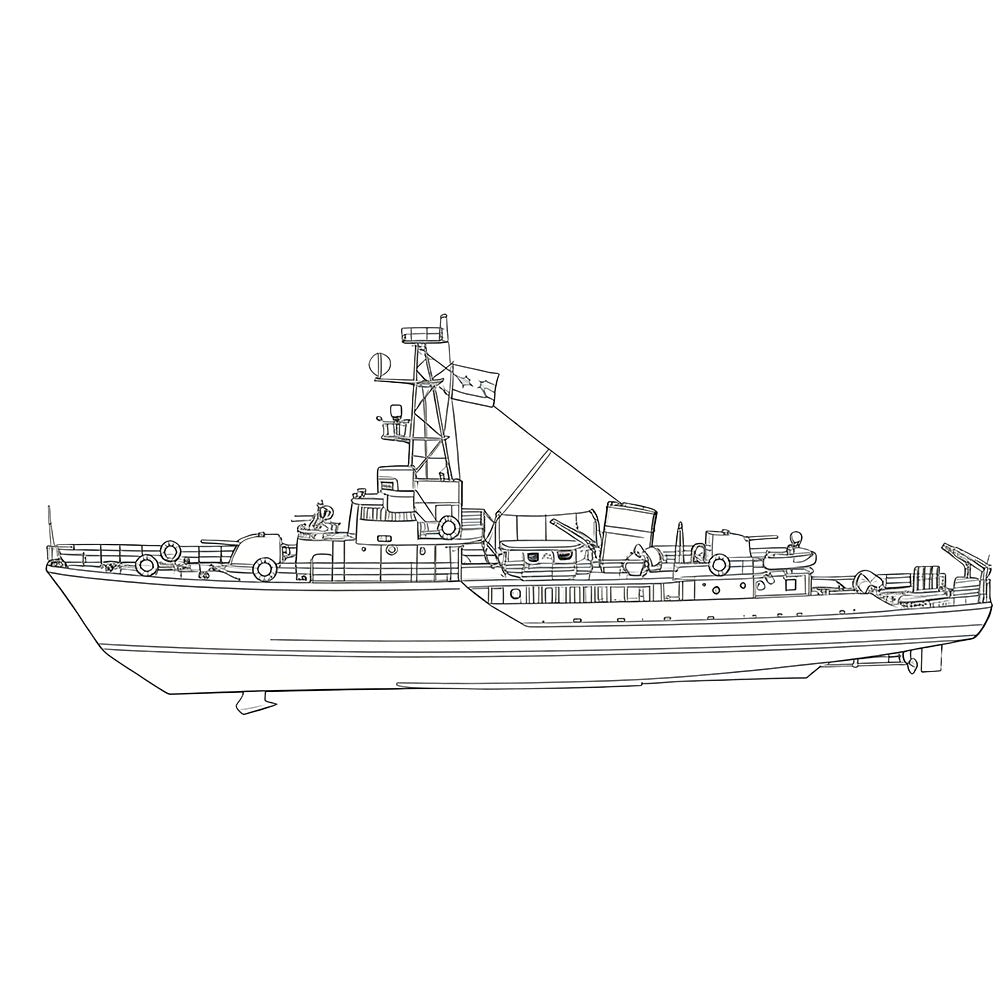 Detail view of SSC174 Military Model USSR Soviet Union T43K Class Minesweeper Water Line Model