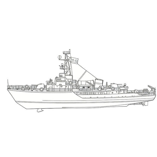 Detail view of SSC174 Military Model USSR Soviet Union T43K Class Minesweeper Water Line Model