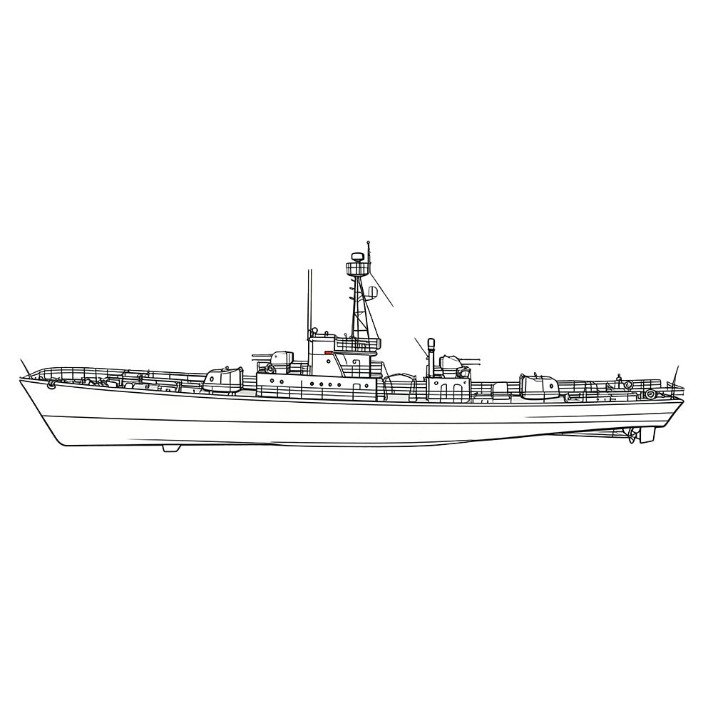 Detail view of SSC176S Military Model CNS Hainan Class Submarine Chaser Full Hull Model