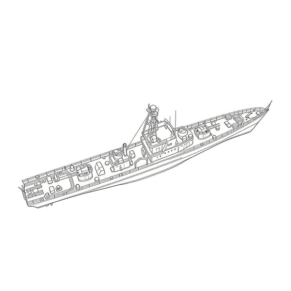 Detail view of SSC176S Military Model CNS Hainan Class Submarine Chaser Full Hull Model