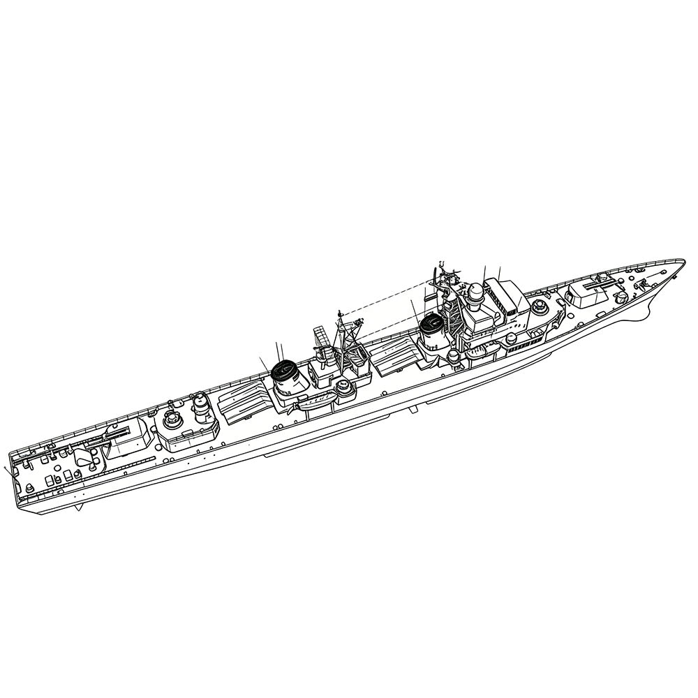 Detail view of SSC177 Military Model CNS Luda I Class Destroyer Water Line Model