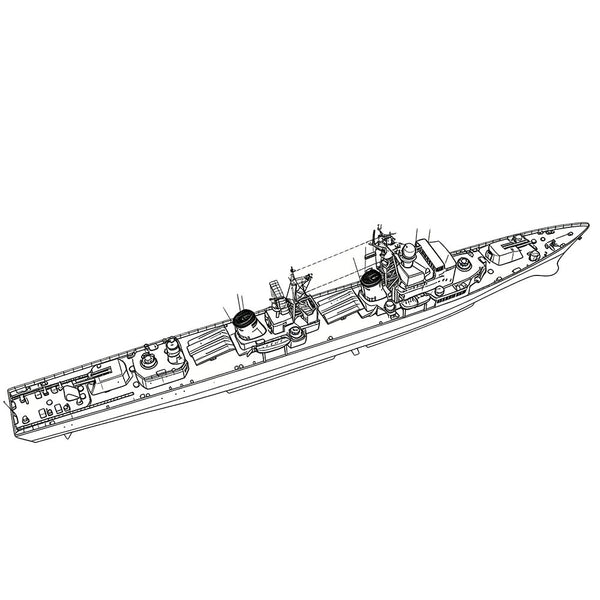 Detail view of SSC177 Military Model CNS Luda I Class Destroyer Water Line Model