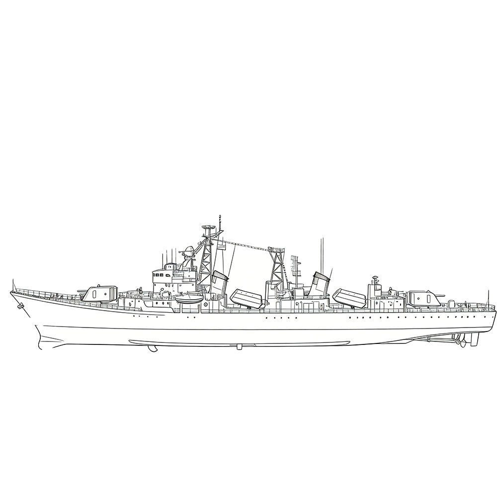 Detail view of SSC177 Military Model CNS Luda I Class Destroyer Water Line Model
