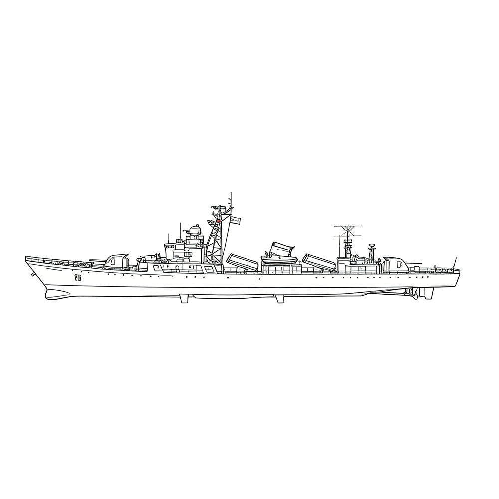 Detail view of SSC178S Military Model CNS Jianghu II Class Frigate Full Hull Model