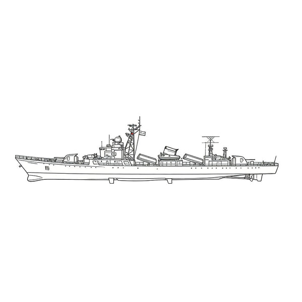 Detail view of SSC178  Military Model CNS Jianghu II Class Frigate Water Line Model