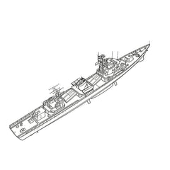 Detail view of SSC178S Military Model CNS Jianghu II Class Frigate Full Hull Model