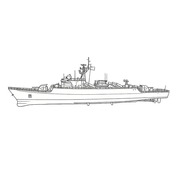 Detail view of SSC179  Military Model CNS Jianghu III Class Frigate Water Line Model