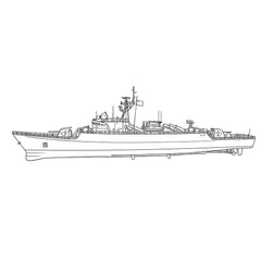 Detail view of SSC179  Military Model CNS Jianghu III Class Frigate Water Line Model