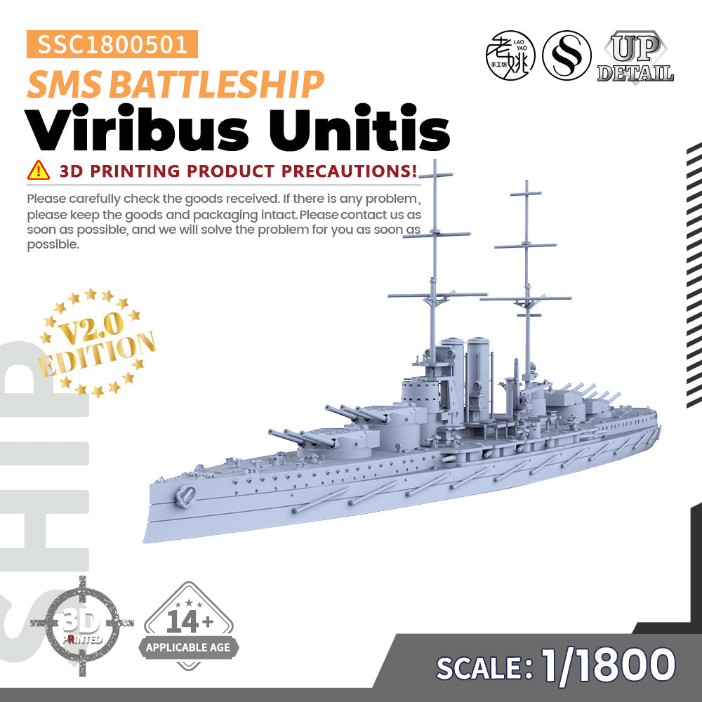 SSMODEL 501 Military Warship Model Kit SMS Viribus Unitis Battleship — scale model kit