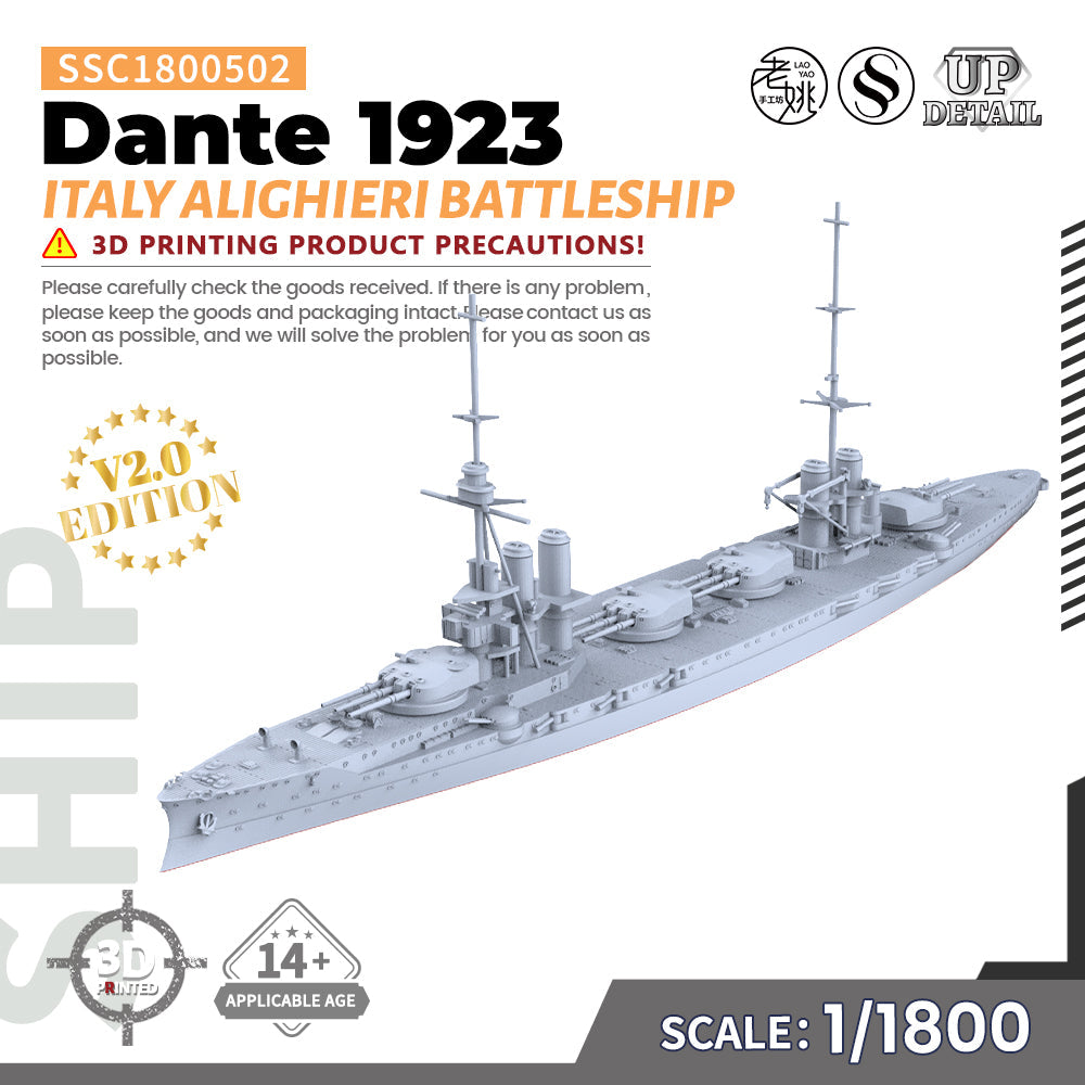 SSMODEL 502 Military Warship Model Kit Italian Navy Dante Alighieri Battleship 1923 — detail view 4