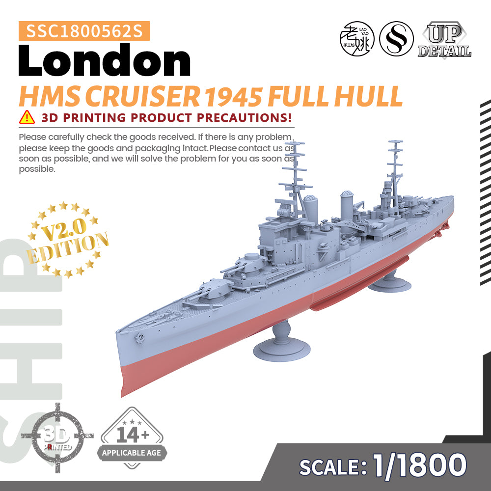 SSMODEL 562S Military Warship Model Kit HMS London Cruiser 1945 Secondary image