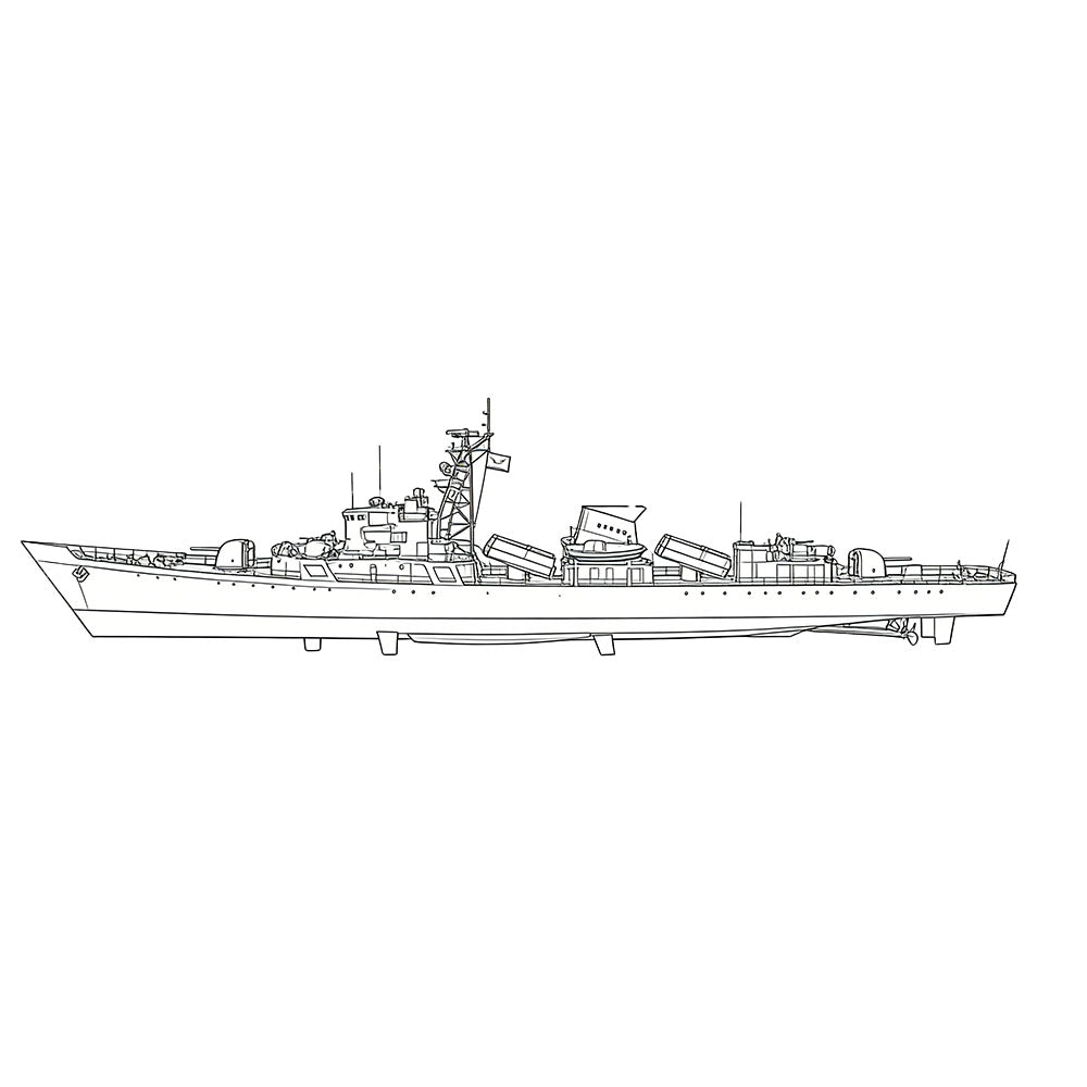 Detail view of SSC180S Military Model CNS Jianghu I Class Frigate Full Hull Model