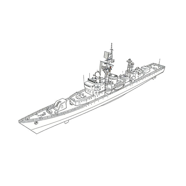 Detail view of SSC181S Military Model CNS Jiangdong Class Frigate Full Hull Model