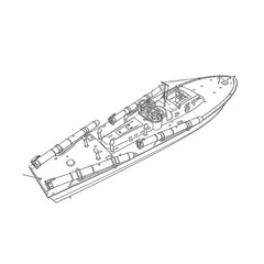 Detail view of SSC182 Military Model USS Elco Class PT-20 Motor Torpedo Boat Water Line Model