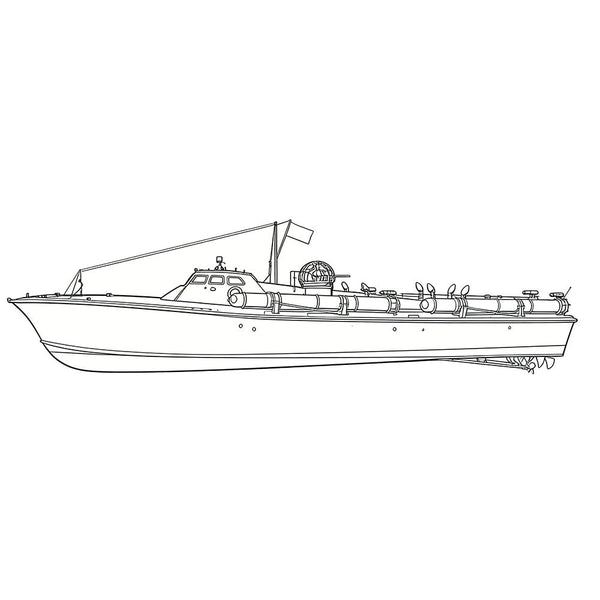 Detail view of SSC182 Military Model USS Elco Class PT-20 Motor Torpedo Boat Water Line Model
