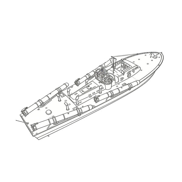 Detail view of SSC182S Military Model USS Elco Class PT-20 Motor Torpedo Boat Full Hull Model
