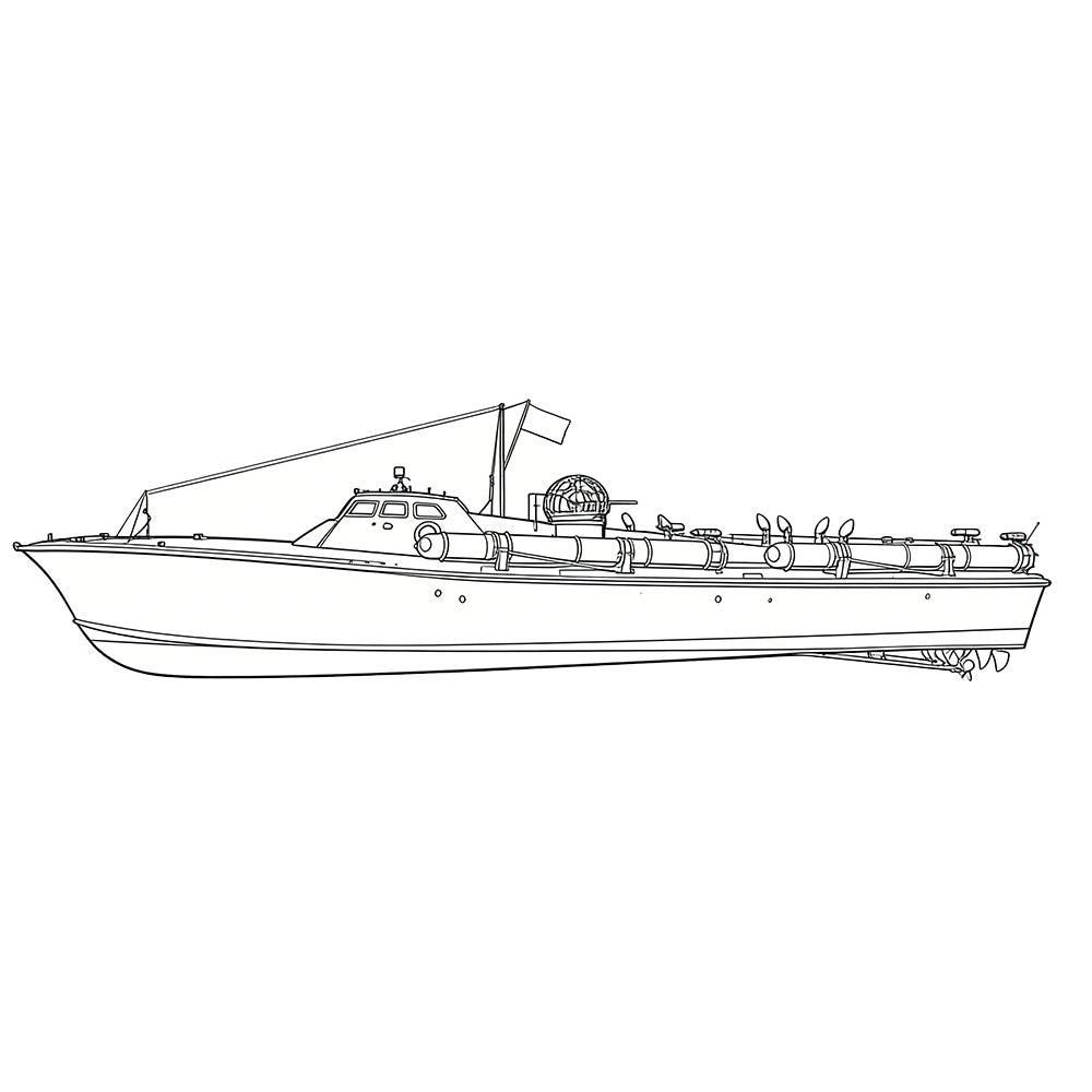Detail view of SSC182S Military Model USS Elco Class PT-20 Motor Torpedo Boat Full Hull Model