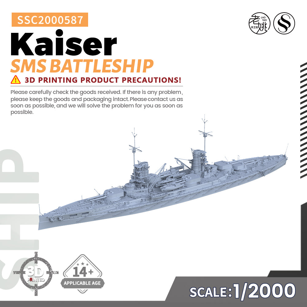 SSMODEL 587 Military Warship Model Kit SMS Kaiser Battleship — scale model kit