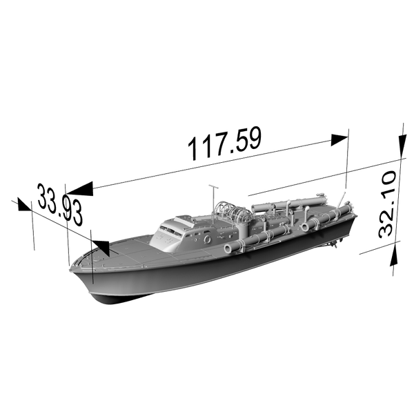 SSC182 Military Model USS Elco Class PT-20 Motor Torpedo Boat Water Line