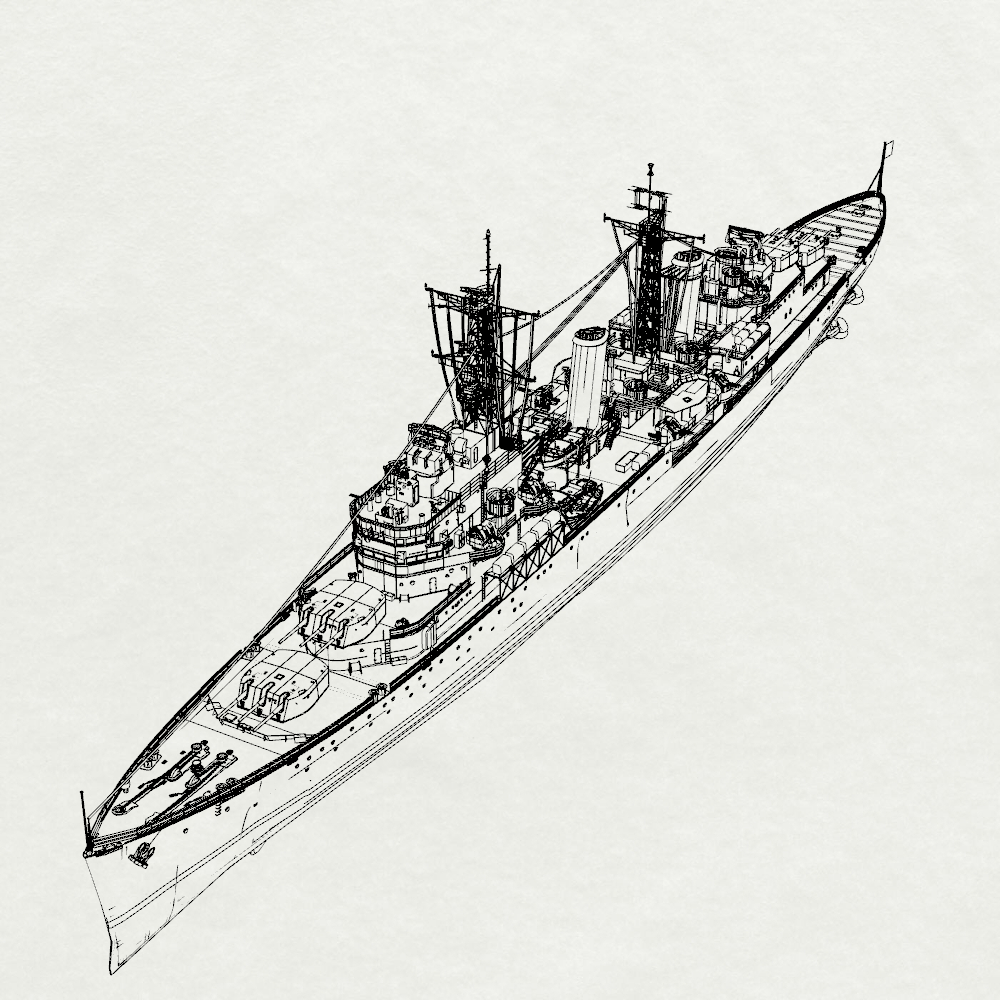 MRY-SFW SSC226 Royal Navy Edinburgh-class Belfast Light Cruiser Water Line