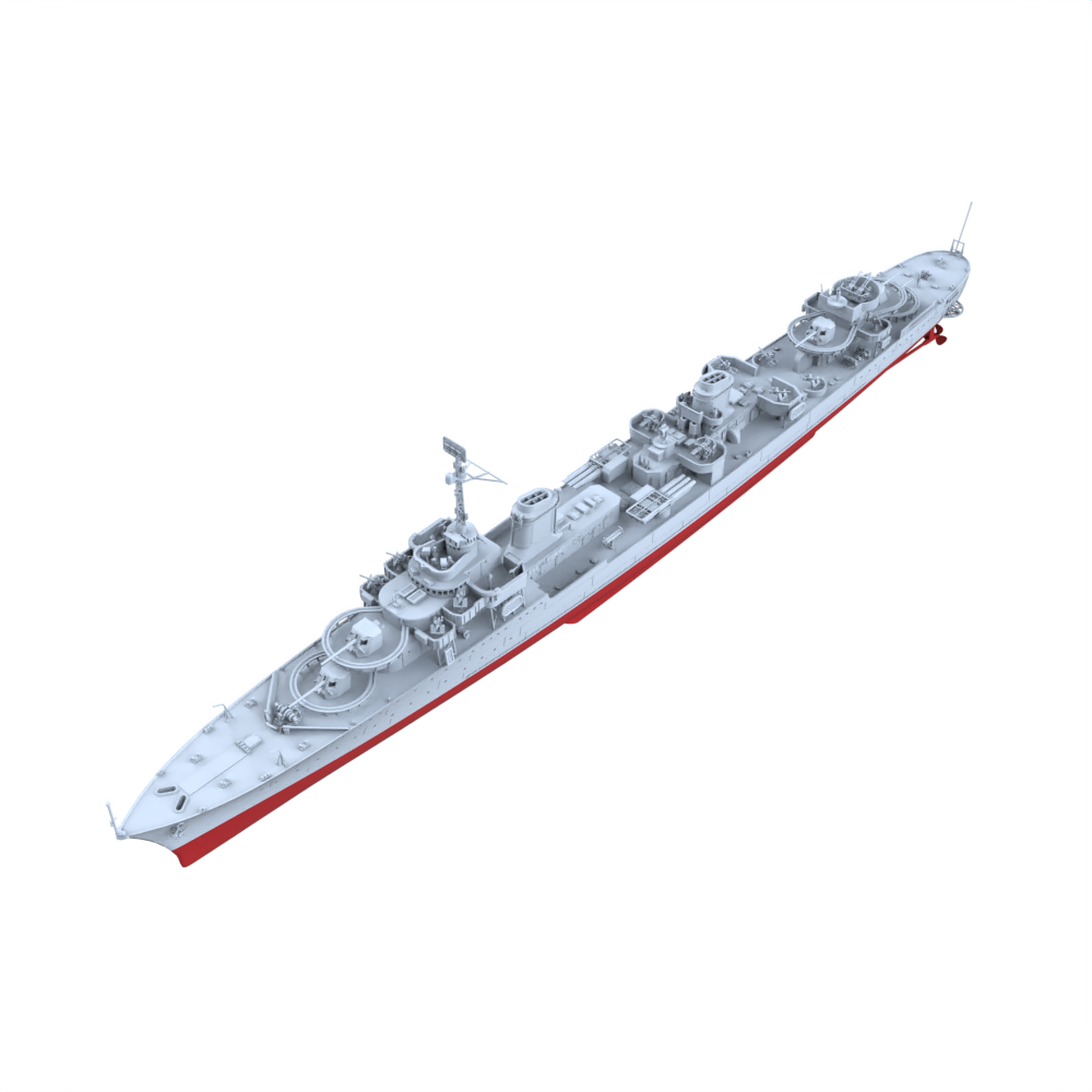 MRY-SFW SSC238S French Navy Le Fantasque-class Le Malin Large Destroyer (1944) Full Hull Resin Warship Military Ship Model Hobby Collection Unassembled Unpainted