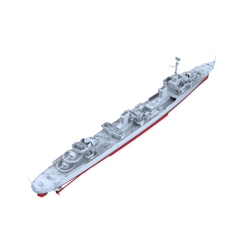 MRY-SFW SSC238S French Navy Le Fantasque-class Le Malin Large Destroyer (1944) Full Hull Resin Warship Military Ship Model Hobby Collection Unassembled Unpainted
