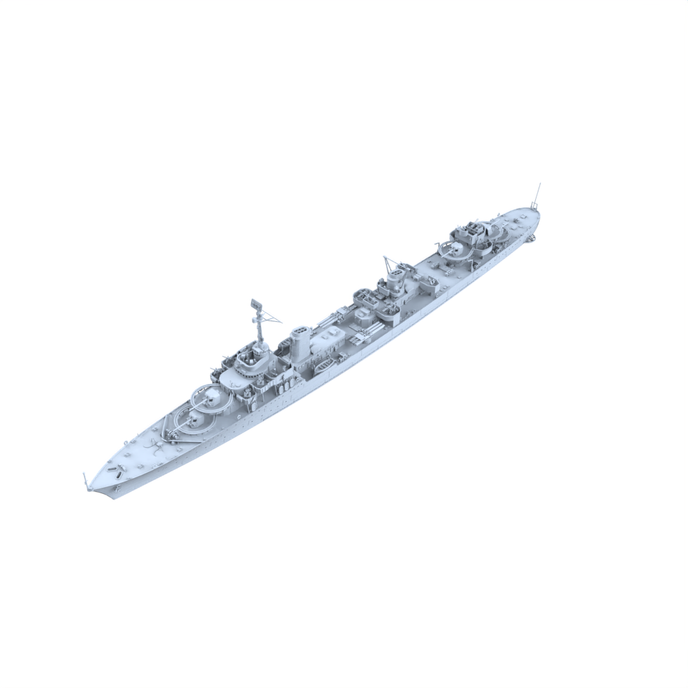 MRY-SFW SSC239 French Navy Le Fantasque-class Le Terrible Large Destroyer (1944) Water Line Resin Warship Military Ship Model Hobby Collection Unassembled Unpainted