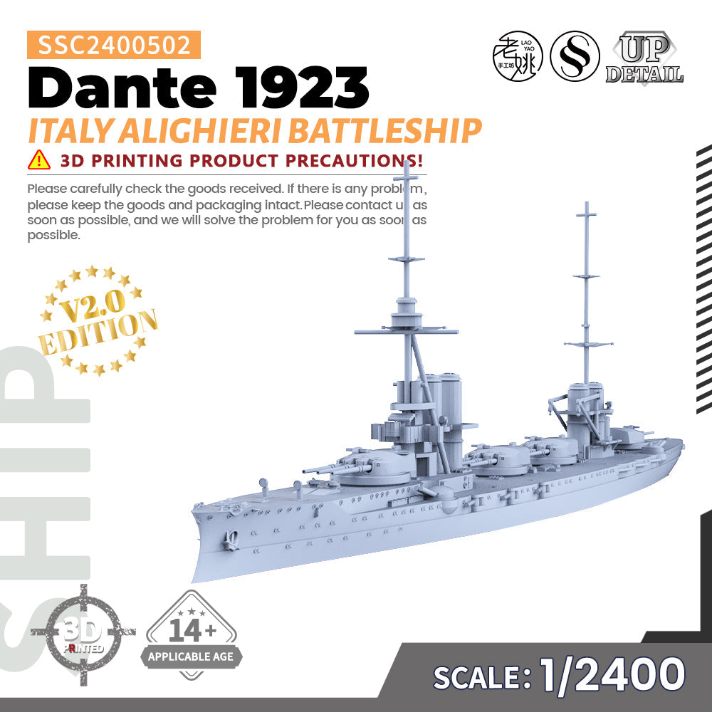 SSMODEL 502 Military Warship Model Kit Italian Navy Dante Alighieri Battleship 1923 — detail view 6
